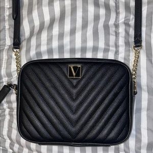 Victoria Secret Black V Quilt Crossbody